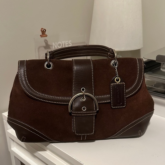 Coach Dark Brown Leather and Suede Briefcase